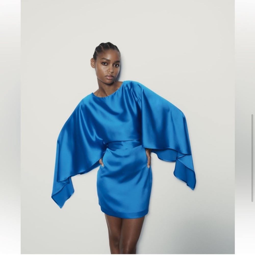 Zara electric blue satin mini dress